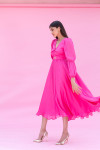 Pink Full Sleeves Midi Dress