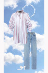 PINK AND WHITE STRIPED SHIRT