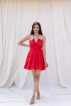RED TIERED SHORT DRESS