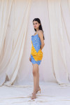 YELLOW AND BLUE CONTRAST DRESS