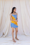 YELLOW AND BLUE CONTRAST DRESS