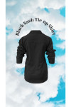 Black Oversized Shirt with Sash Tie-Up