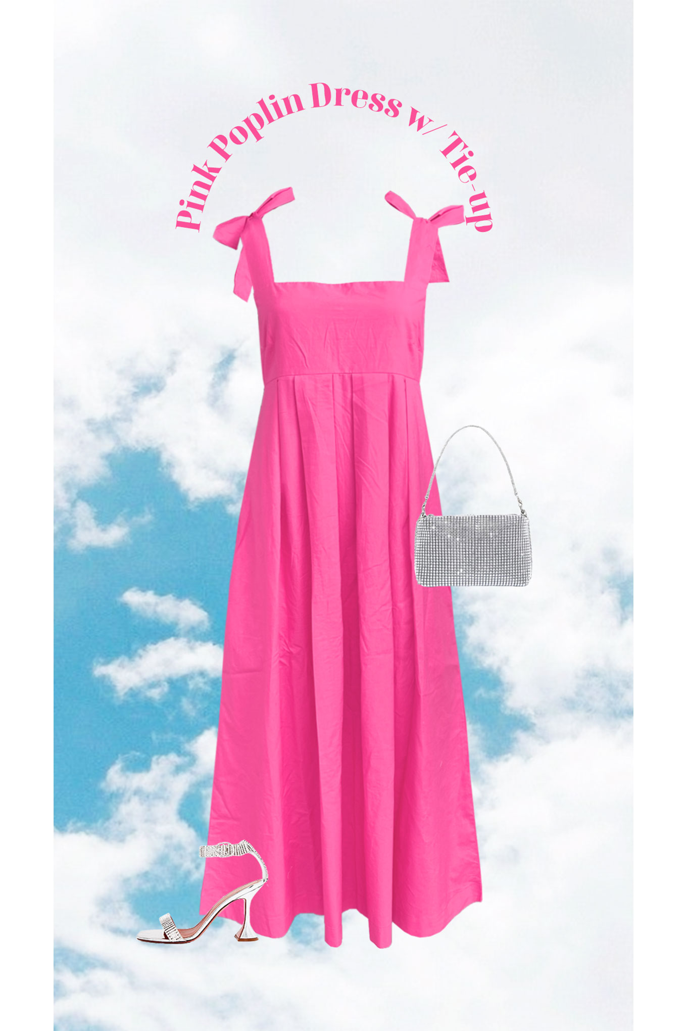 Pink Poplin Dress With Tie-Up