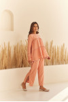 PEACH DOUBLE CLOTH TIERED TOP & PANT SET