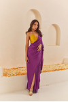 PURPLE PLEATED PRE-STITCHED SAREE WITH FRONT KNOT BLOUSE