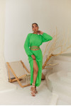Green Tie up Top & Skirt Set