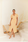 Yellow & White Striped Midi Dress
