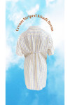 Cream Striped Short Dress