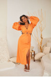 Orange Cut-out Midi Dress