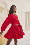 Red Short Dress with Belt