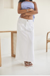 White Midi Skirt with Pockets