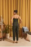 Olive Tube top with Button Detailing