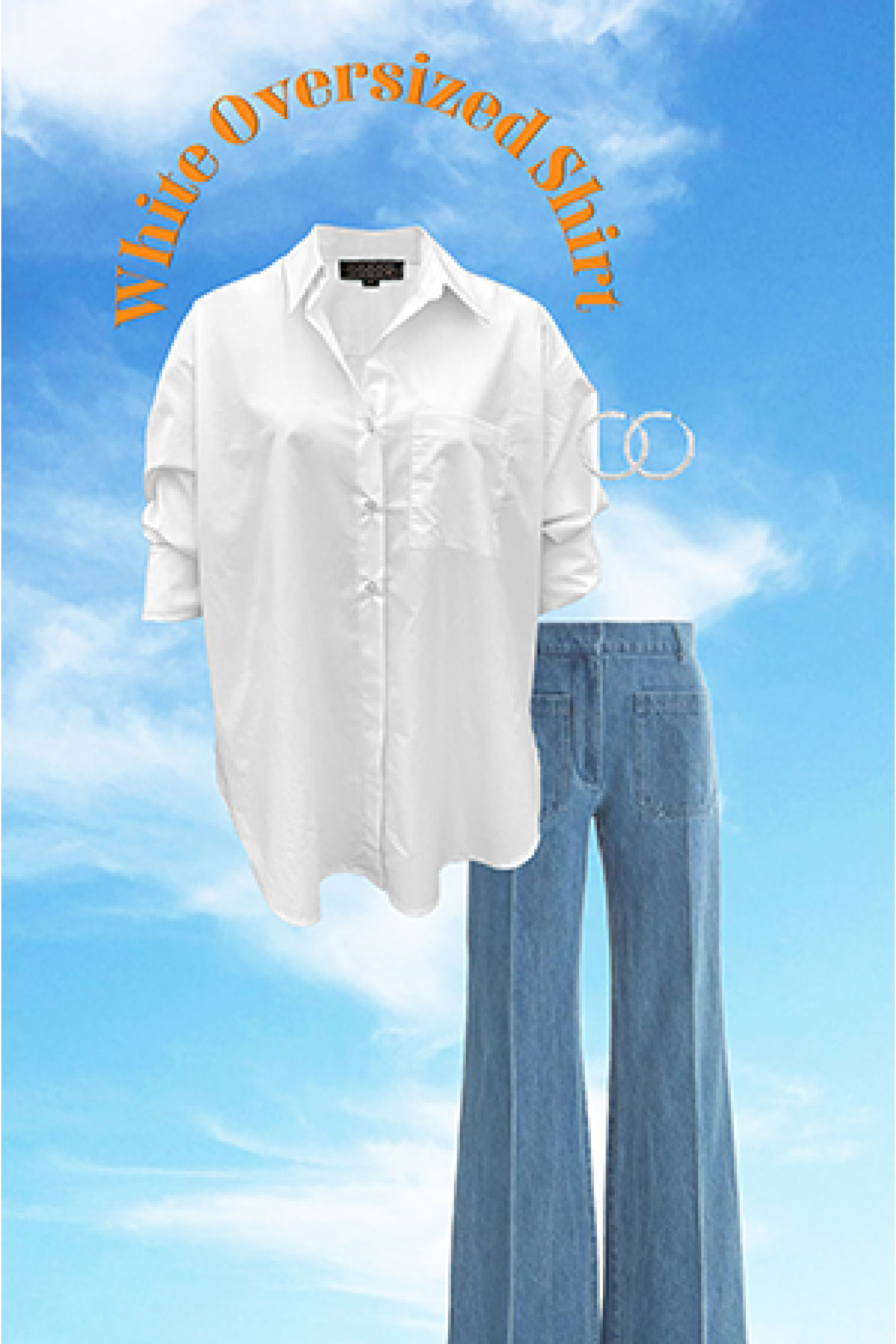 WHITE OVERSIZED SHIRT WITH REVERSE CUFF