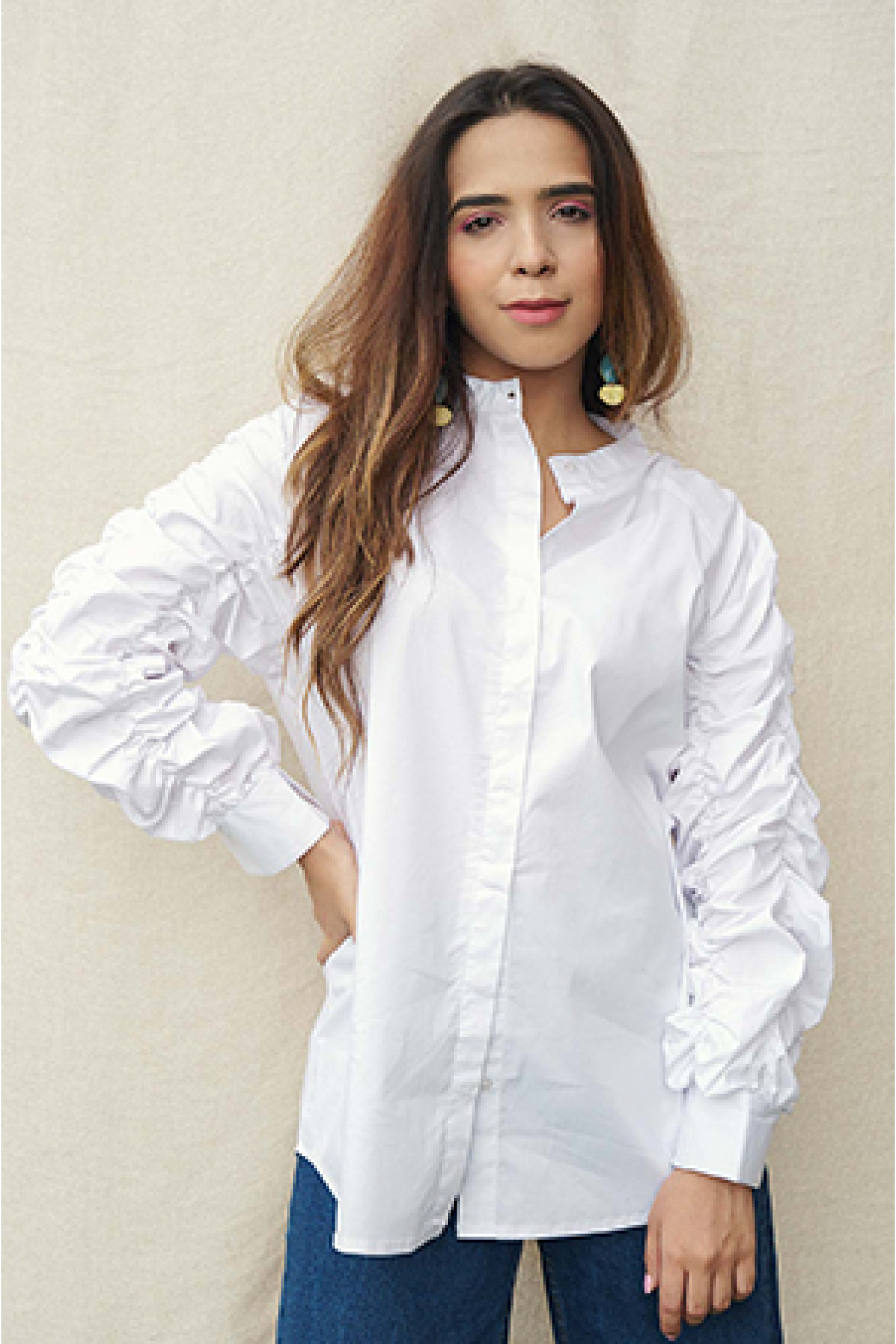 White Shirt With Statement Sleeves