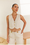 Cream Vest With Golden Buttons 