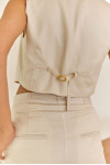 Cream Vest With Golden Buttons 