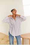 Pin Striped Shirt With Side Ruching Detail