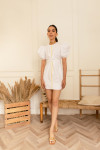 WHITE SHORT DRESS WITH RETRACT LACE