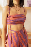 PURPLE GATHERED TOP WITH DRAWSTRING DETAIL