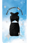 BLACK SHIMMER HALTER SHORT DRESS