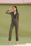 Gold and Silver Party Jumpsuit with Sleeves Rfd