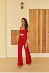 Red Jumpsuit with Cut-out 
