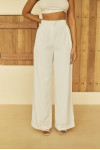 White Front Knot Top and White Pant Set 
