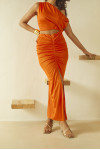 Orange Drape Skirt and Top Set