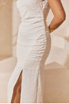 White Textured Maxi Dress with a Slit