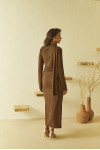 Brown Rib-knit Midi Dress