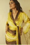 Multicolour Draped Satin Dress