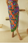 Fringed Tropical Skirt with Slit