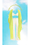 Lime Green Pleated Cape with Conch detail