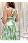 Green Gingham Tiered Maxi Dress