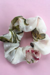 WHITE AND PINK FLORAL SCRUNCHIE
