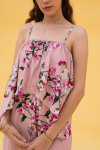 Big Flower Print Jumpsuit In Blush Rdf