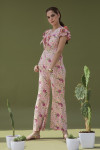 PINK FLORAL JUMPSUIT WITH SLEEVE DETAIL RFD