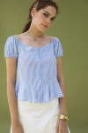 BLUE AND WHITE THIN STRIPES MILKMAID TOP RFD