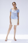 BLUE AND WHITE THIN STRIPES MILKMAID TOP RFD