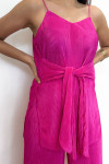 PINK PLEATED TOP WITH SASH TIE UP