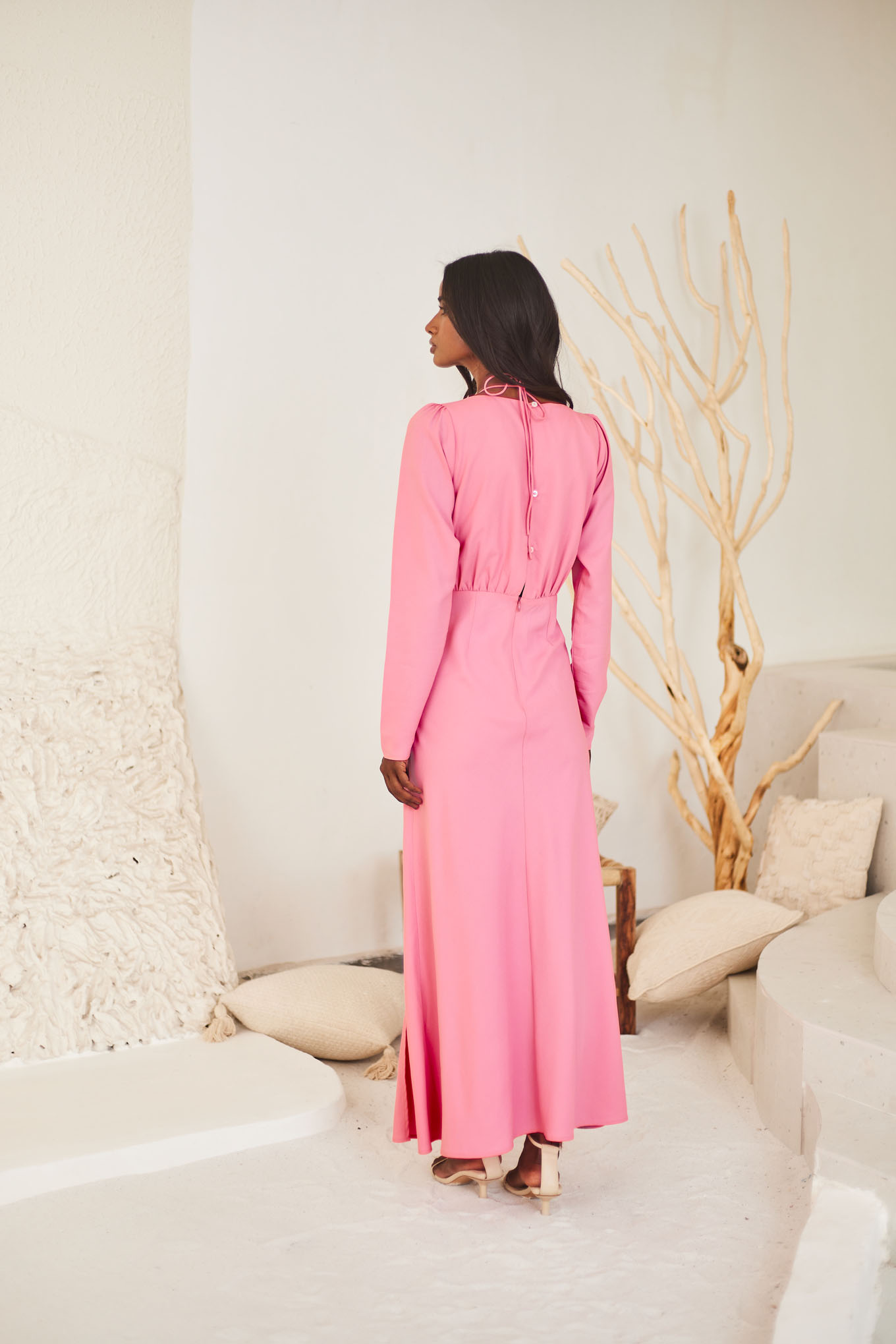 Pink Elegant Midi Dress