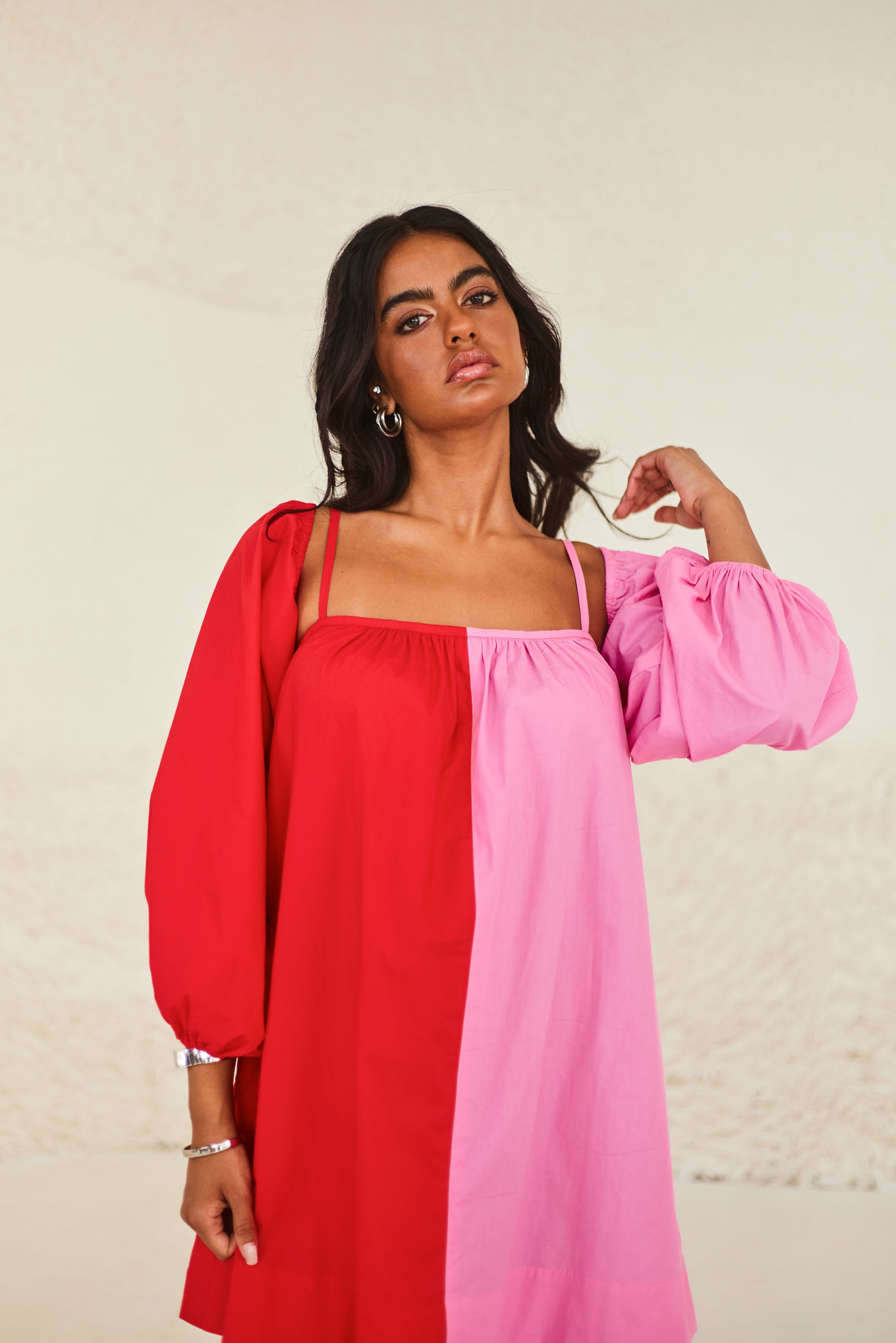 Mini Oversized Dress with Detachable Sleeves