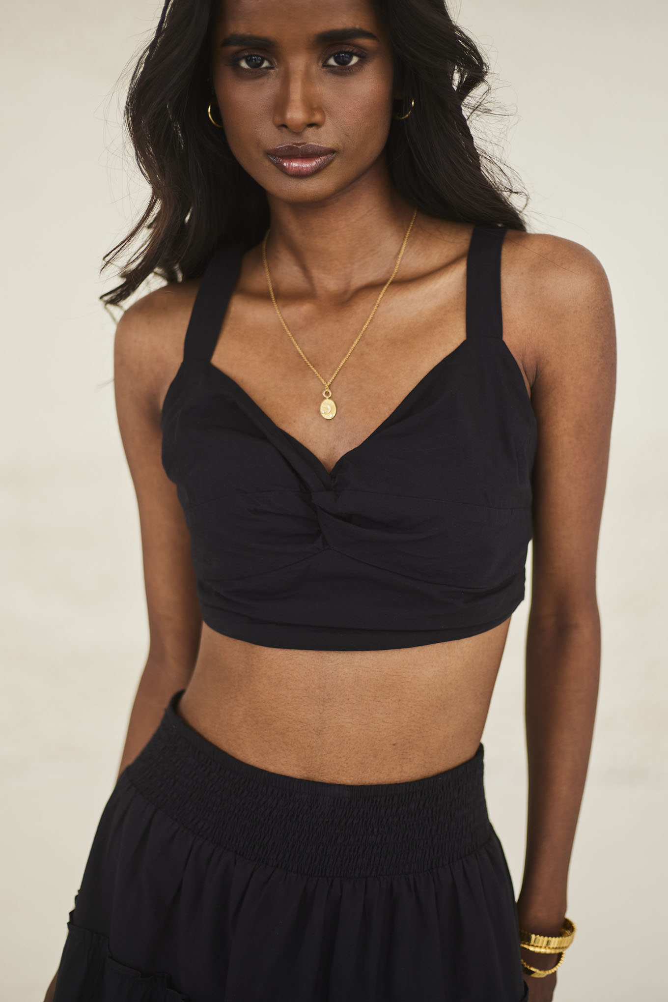 Black Front Knot Top