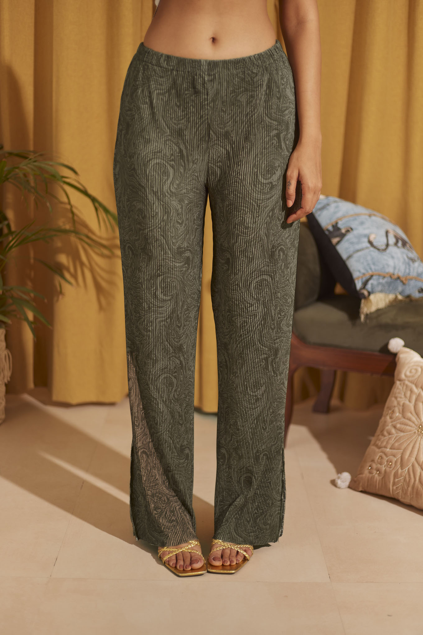 Green Pants with Elasticated waist