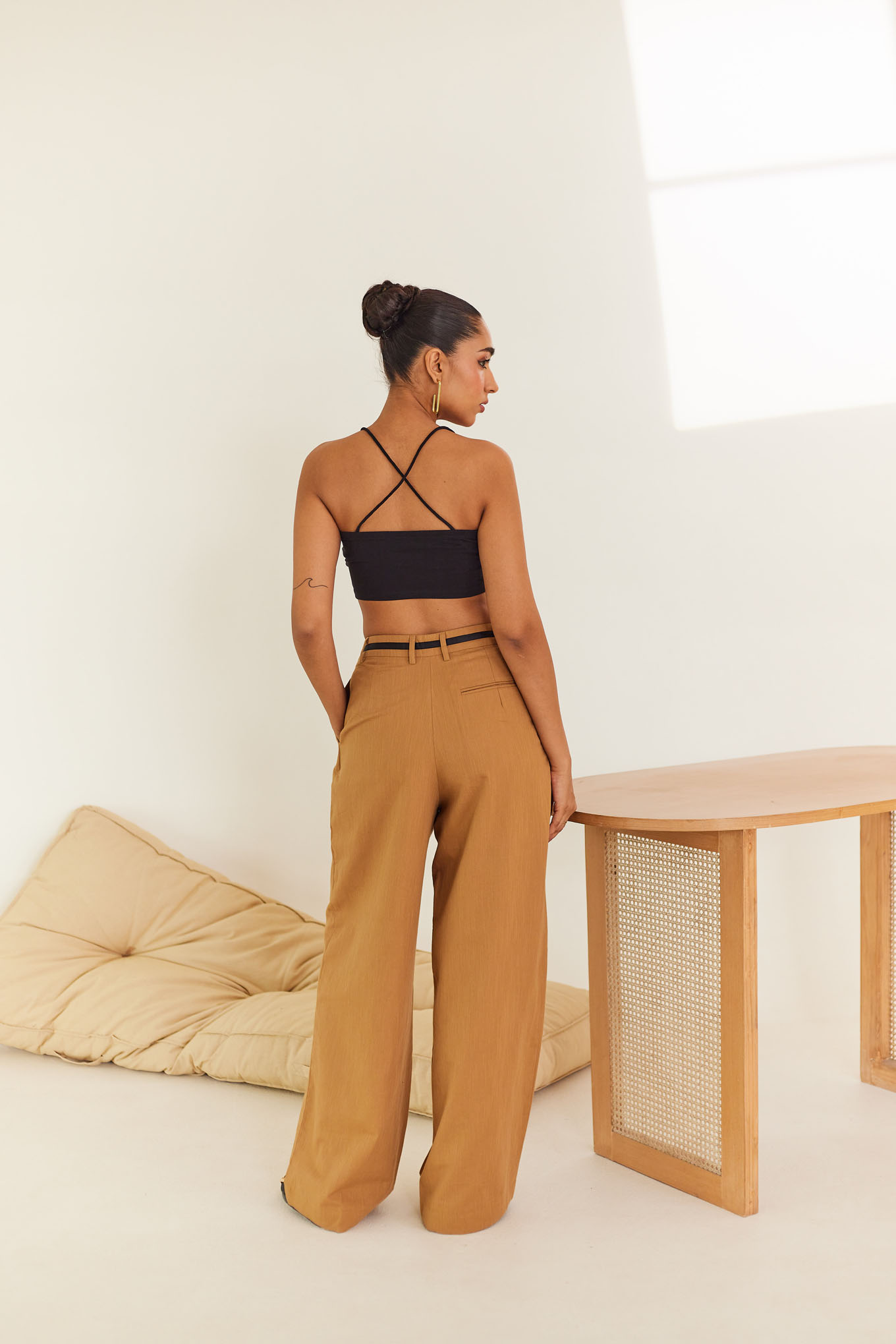 Brown Trouser With Sleek Belt Detail Rfd