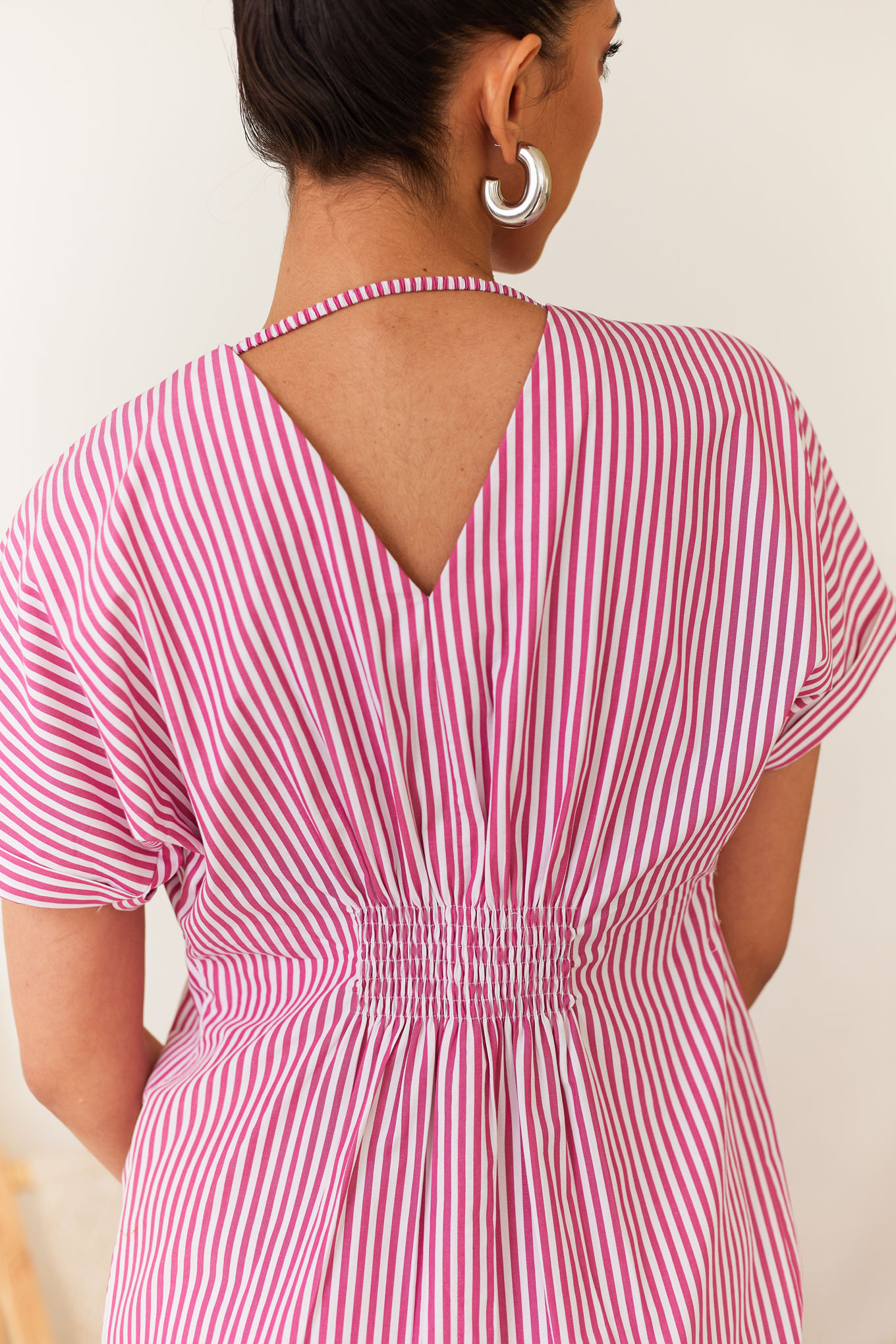 Pink & White Striped Short Dress
