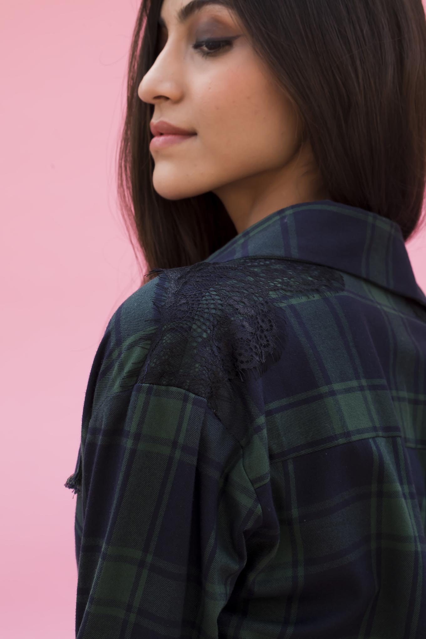 PLAID JACKET IN GREEN AND BLUE