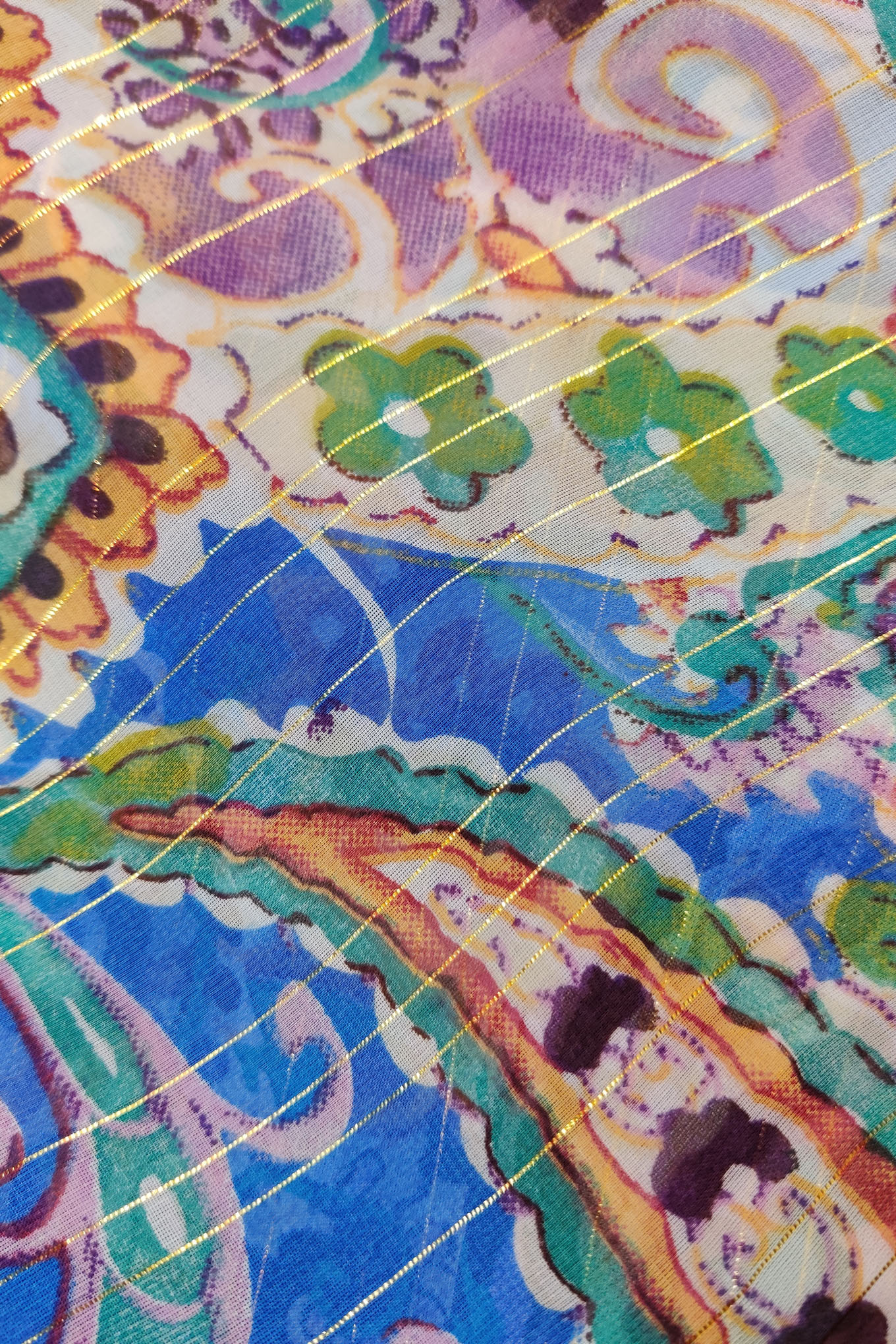 Multicolour Semi-Sheer Long Kaftan