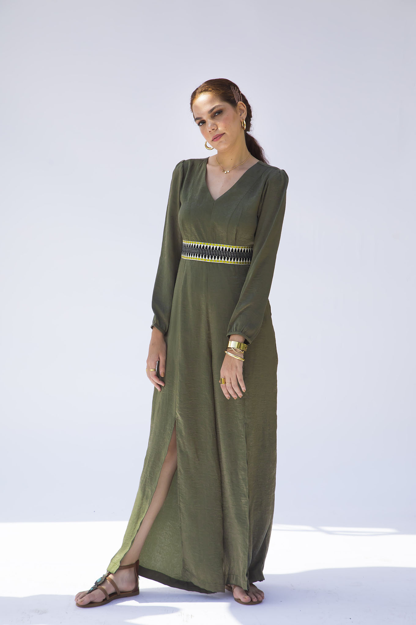 GREEN BOHEMIAN JUMPSUIT WITH TAPE RFD