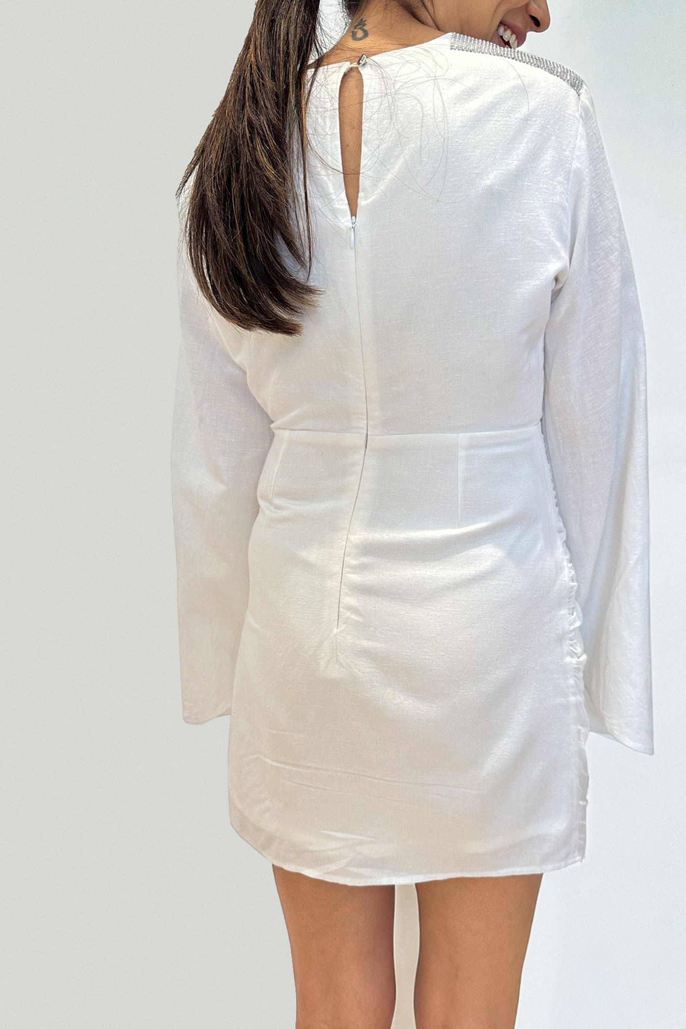 WHITE LINEN SHORT DRESS